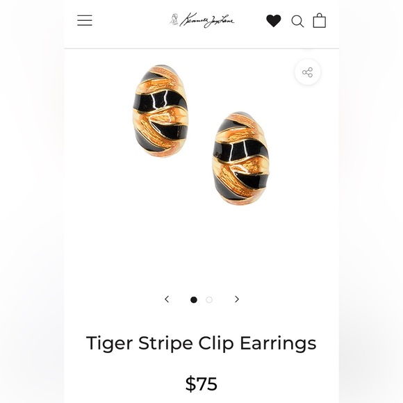 KJL KENNETH JAY LANE TIGER STRIPED ANIMAL PRINT ENAMEL CLIP ON EAREI GS - Picture 4 of 13